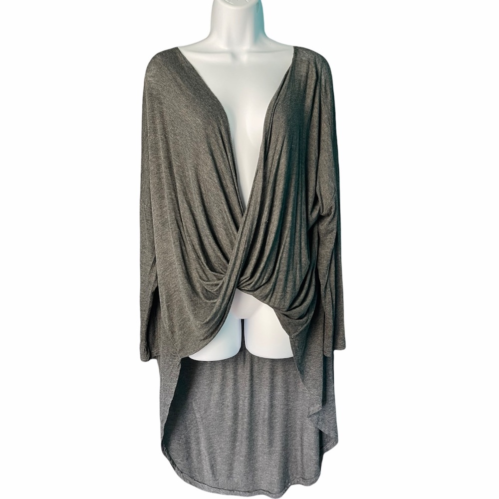 Lightweight Jersey Wrap Tee - Charcoal